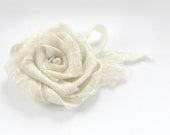 Corsage flower brooch pins, natural white, felted flower, eco-friendly