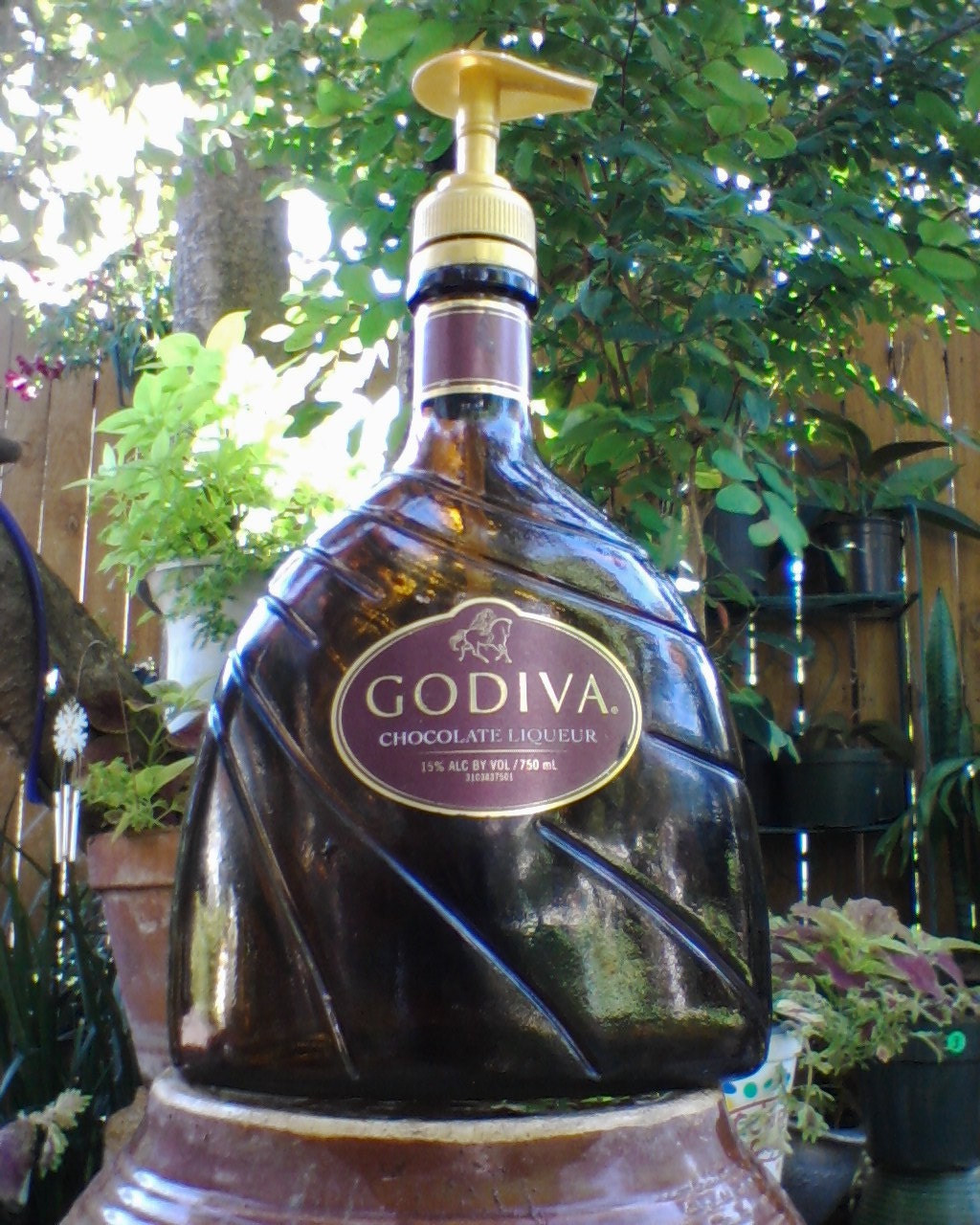 Godiva Chocolate Liqueur Liquor Glass Bottle Recycled Soap/Sanitizer/Lotion Dispenser