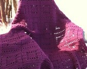Crocheted afghan mauve spiderweb wool-acrylic blend--READY TO SHIP