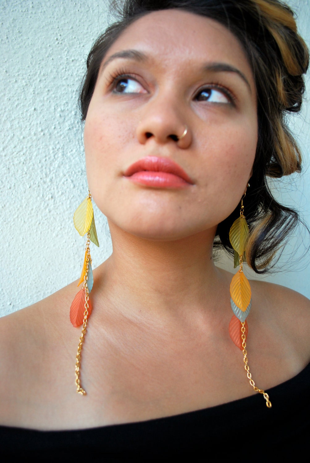 Dangle Vintage Leaf Gold Chain Earrings