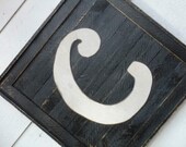 Wood Monogram indoor/outdoor wall hanging.  20 x 20" frame with wooden letter attached.