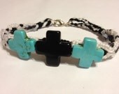 The Brigid Bracelet, Turquoise and Black Stone Friendship Bracelet