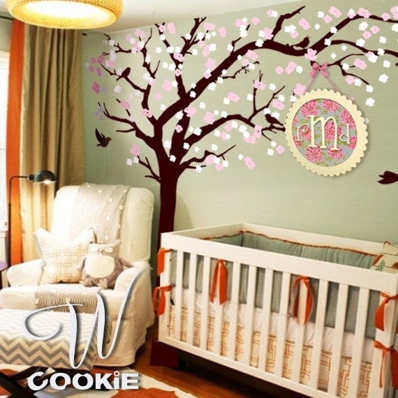 Cherry blossom tree with birds  - Nursery Tree Wall Decal