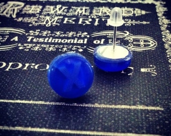 Xbox Button Earrings studs X Blue button handmade handcrafted xbox 360 video games ear ring studs call of duty gears of war