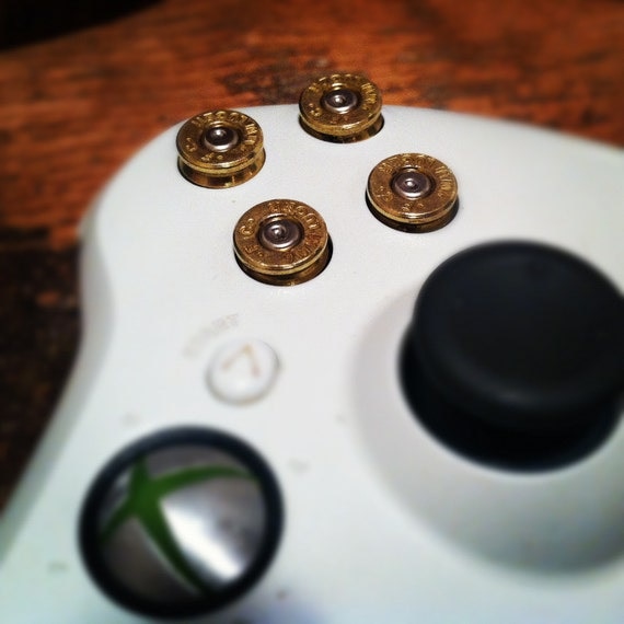 Xbox 9mm bullet button Controller Video Game Geekery gun brass shells handmade handcrafted handgun bullets games call of duty gears of war