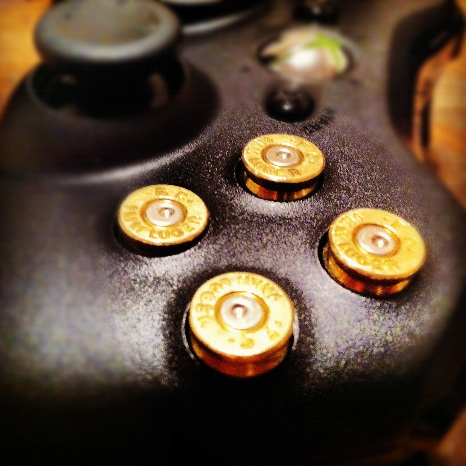 Xbox 9mm bullet button Controller Video Game Geekery gun brass shells handmade handcrafted handgun bullets games call of duty gears of war