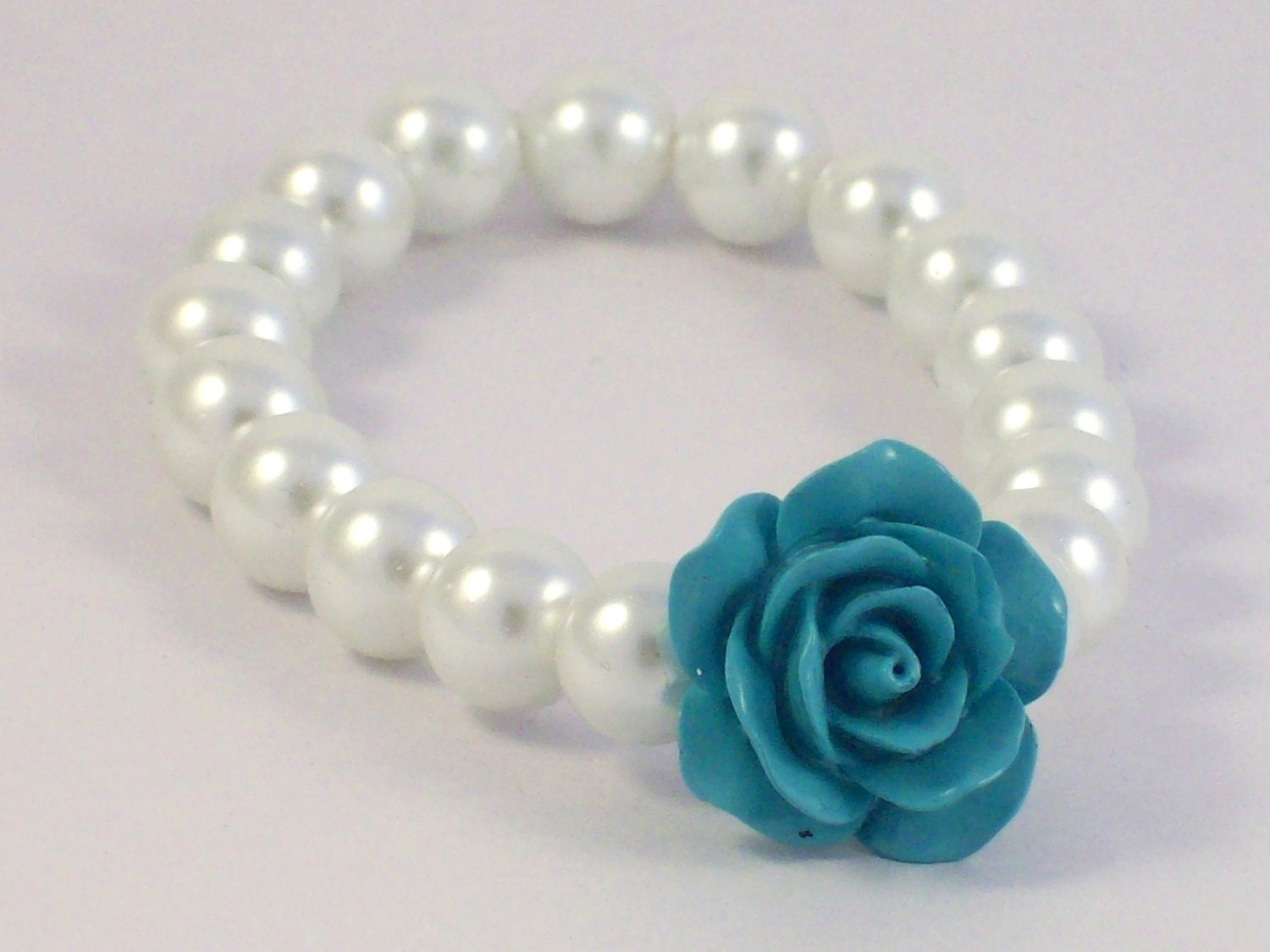 Blue Rose Pearl Bracelet, Pearl Bracelet, Pearl Jewelry