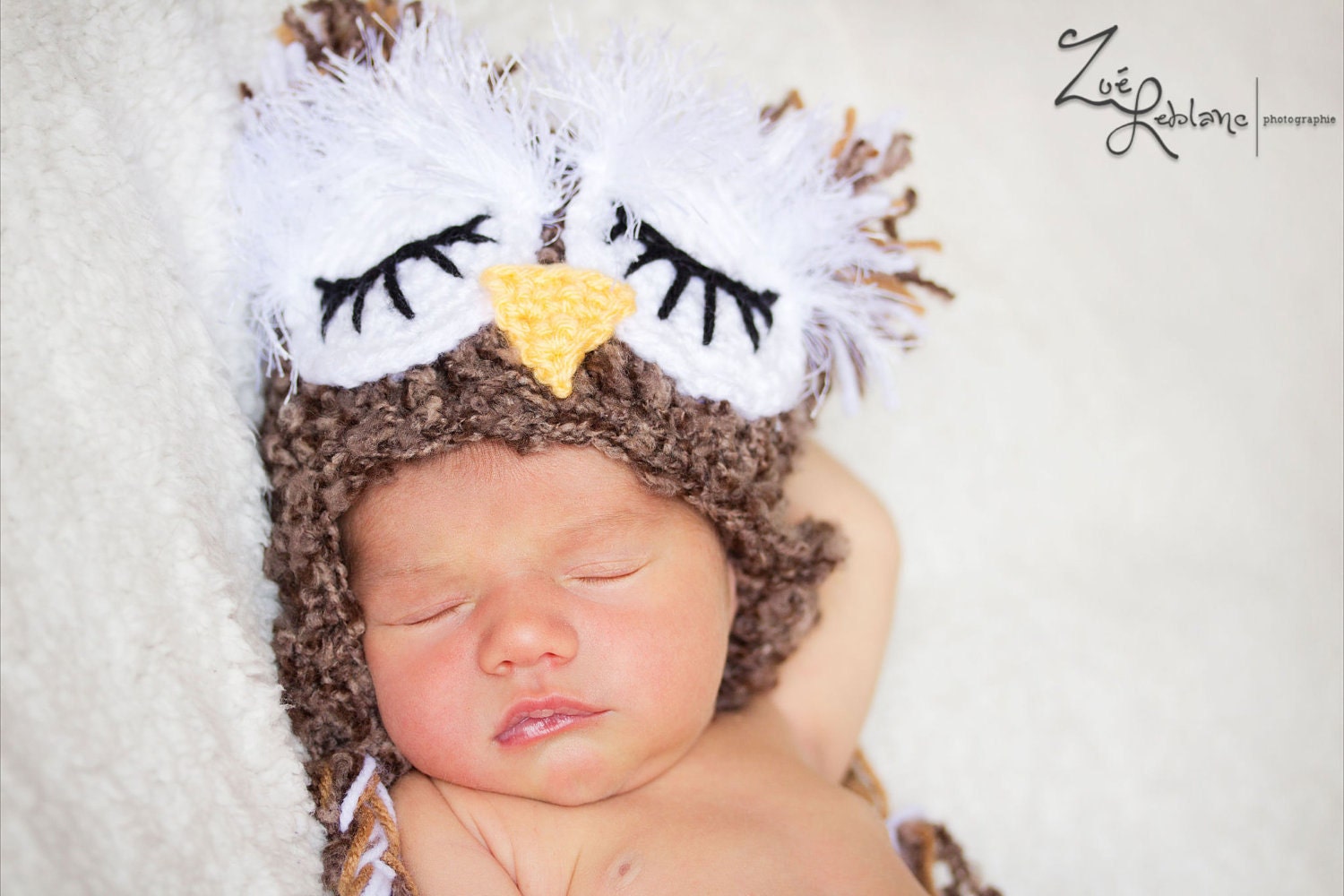 OWL BABY SET - Hat and Diaper Cover - photo prop - acrylic/ boucle - Made To Order