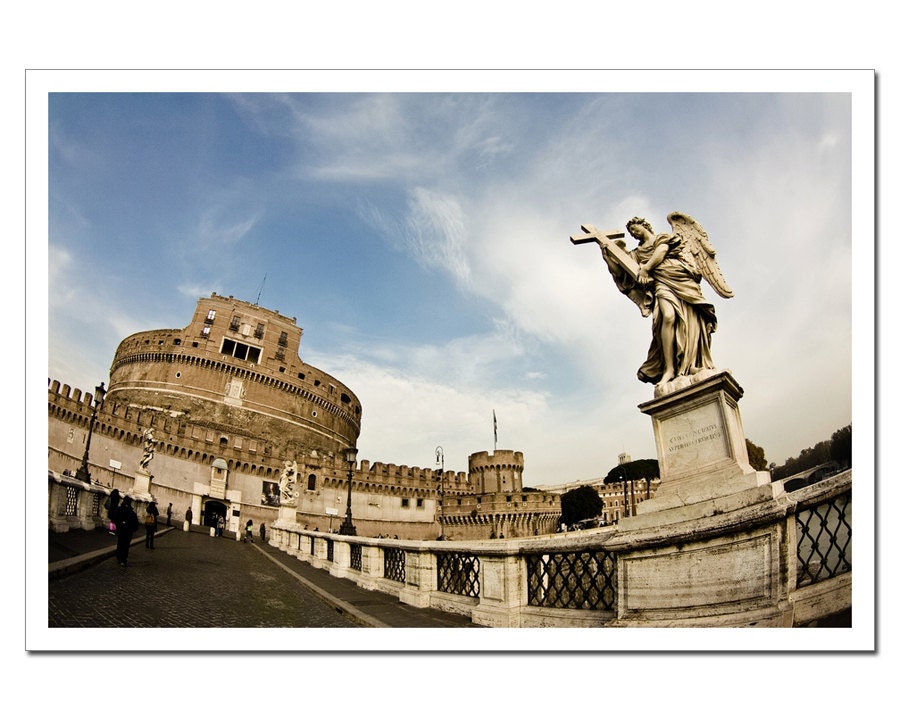 Travel Photography, Living Room Decor Print, Rome Castle Italy, Castel Sant'Angelo 8x12