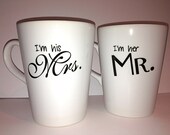 Latte mug couple set of 2 Personalized mug set- "I'm his Mrs." & "I'm her Mr."mug set perfect couple gift wedding gift, housewarming Gift
