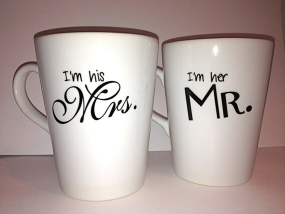 Latte mug couple set of 2 Personalized mug set- "I'm his Mrs." & "I'm her Mr."mug set perfect couple gift wedding gift, housewarming Gift