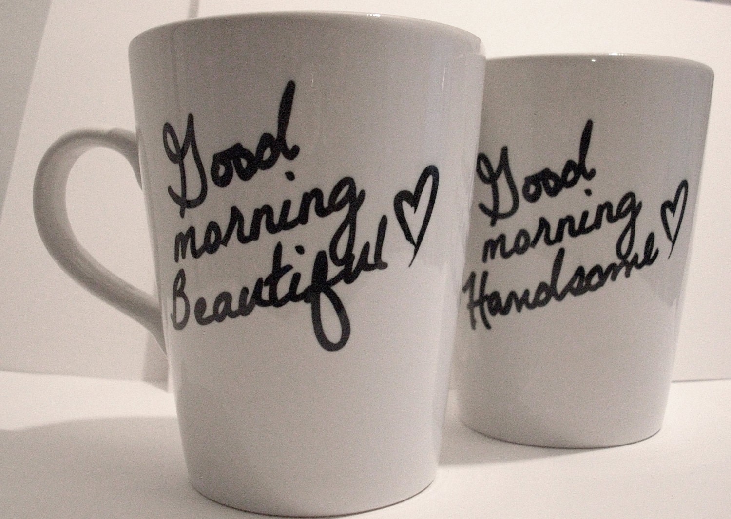 Latte mug couple set of 2 mugst- "Beautiful and Handsome" mug set perfect couple gift wedding gift, housewarming Gift