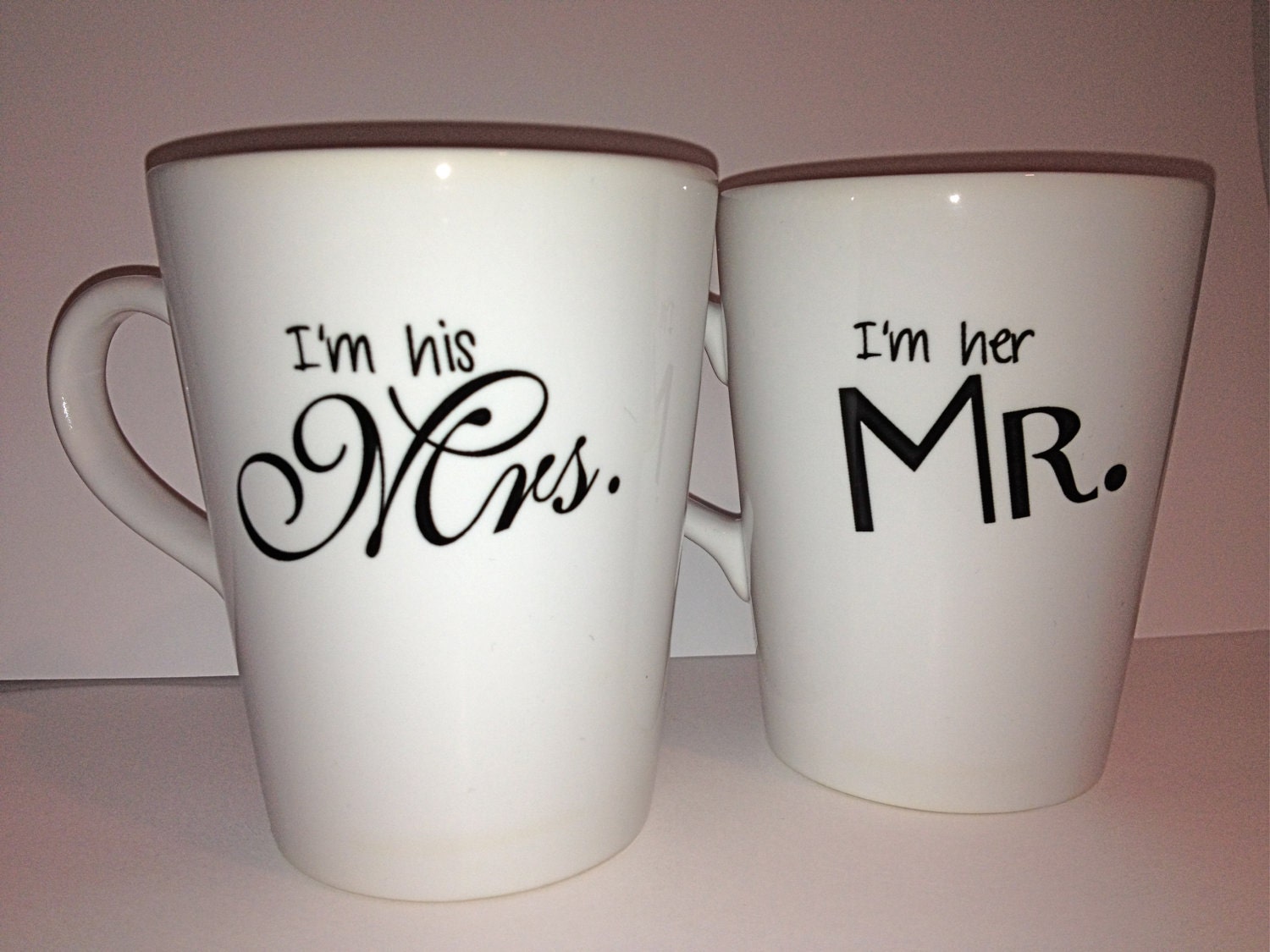 Latte mug couple set of 2 Personalized mug set- "I'm his Mrs." & "I'm her Mr."mug set perfect couple gift wedding gift, housewarming Gift