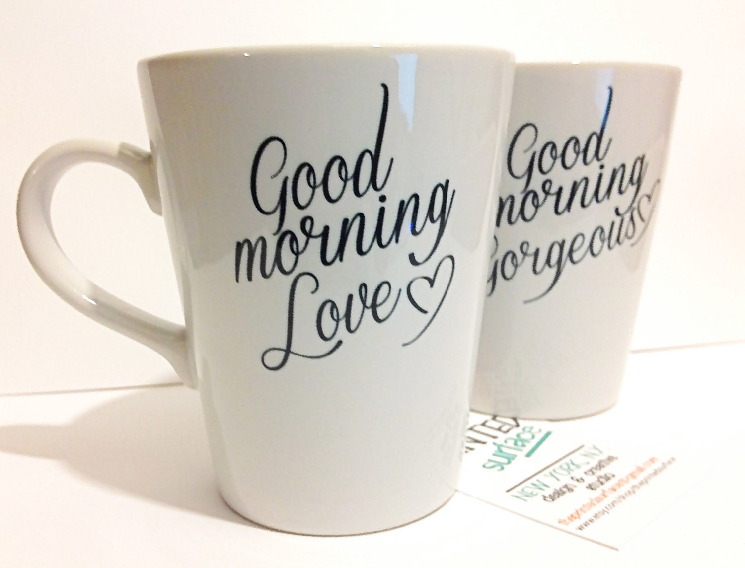 Latte mug couple set of 2 Personalized mug set- "Love and Gorgeous" mug set perfect couple gift wedding gift, housewarming Gift his and hers
