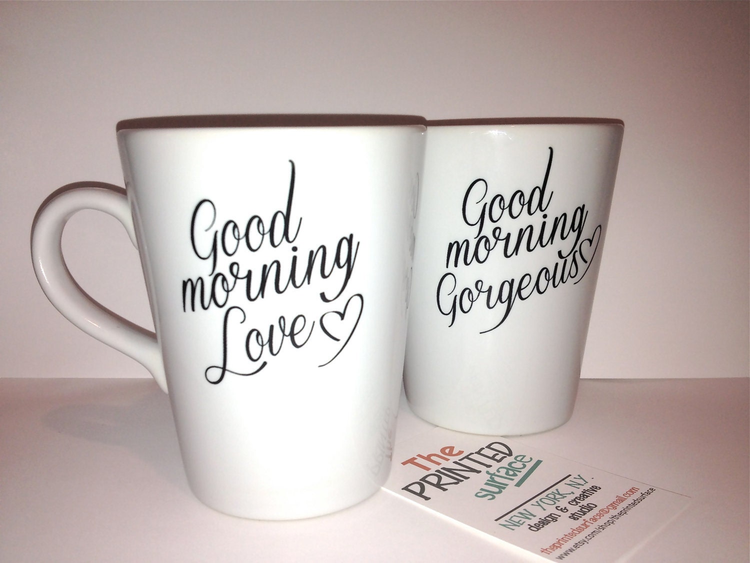 Latte mug couple set of 2 Personalized mug set- "Love and Gorgeous" mug set perfect couple gift wedding gift, housewarming Gift his and hers