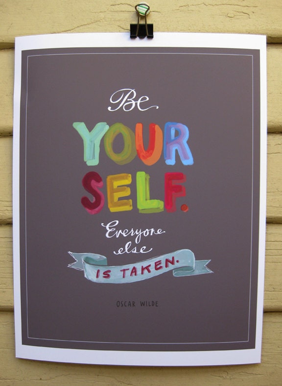 Motivational Quote: Oscar Wilde "Be Yourself" Inspirational Print 8x10 Hand-Lettered Typography
