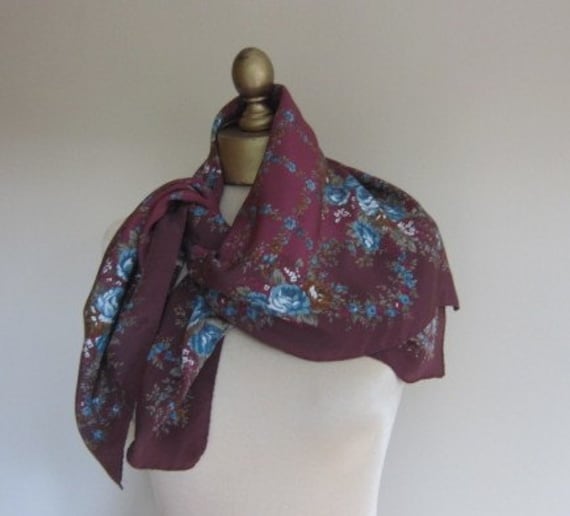 Laura Ashley vintage floral silk scarf 70s 80s