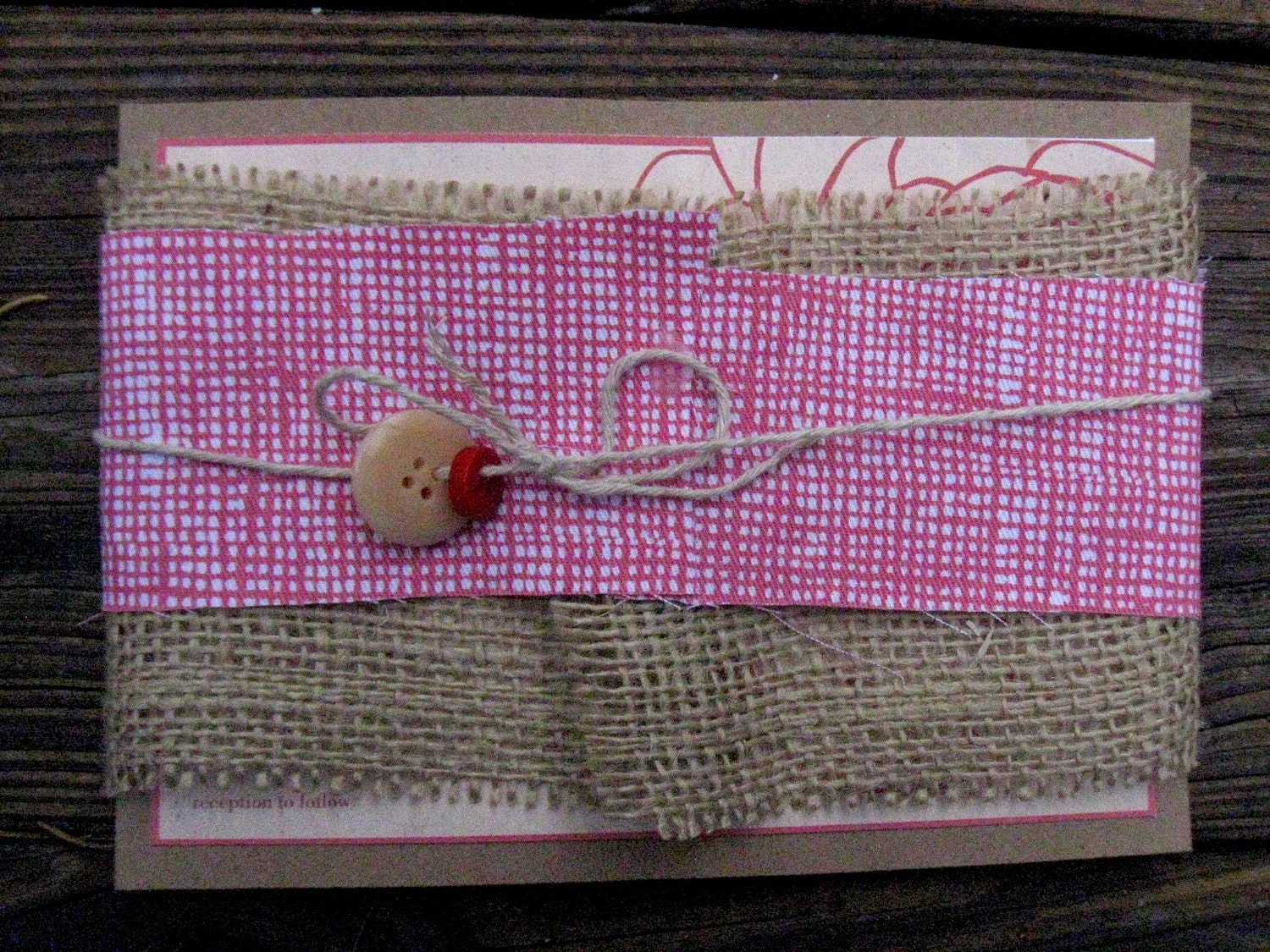 Leah Pink Rustic Burlap Woodland Shabby Chic Wedding Invitations