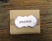 Wedding Menu TeaRoses- Accordion Unique Rustic Woodland Shabby Chic