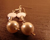 White Pearl and White/Blue Shell Earrings (Recycled)