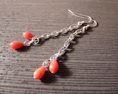 Hot Coral Drop Earrings