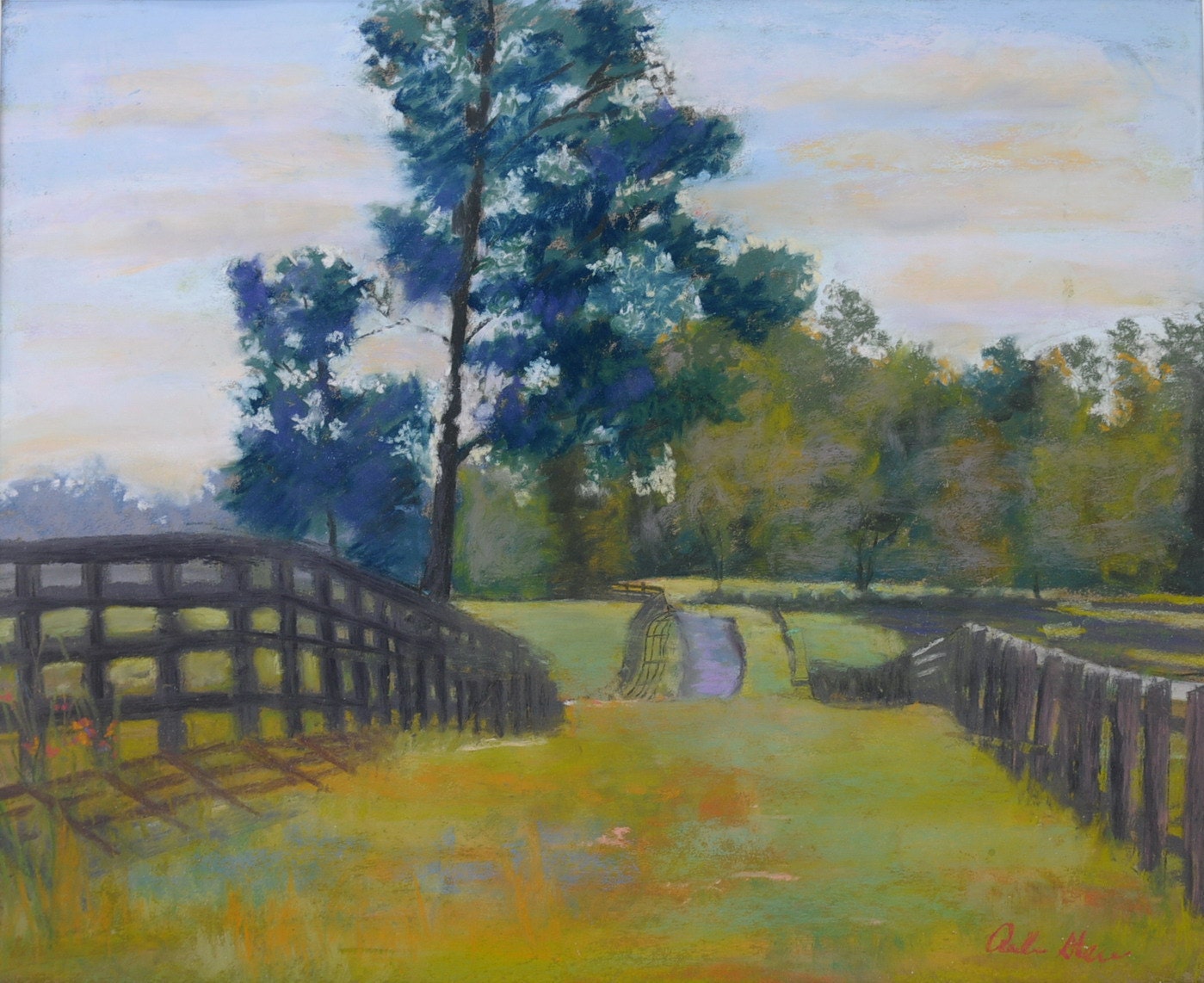 Rolling Hills Pastel Landscape