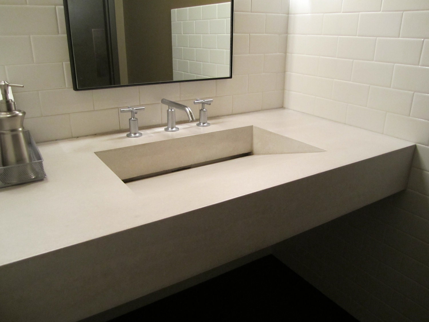 Floating Monolithic Concrete Wedge Sink in Ivory