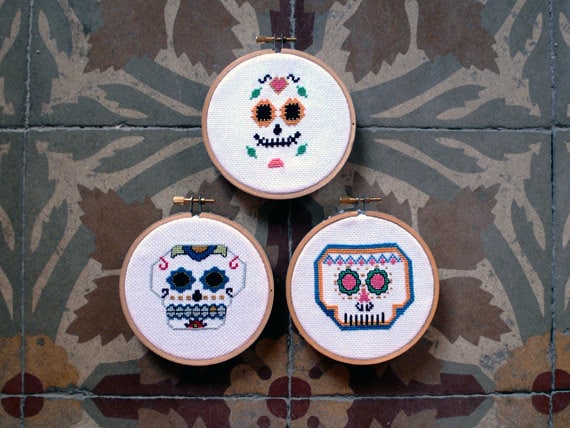 Mexican Skull Team- Cross Stitch PATTERNS