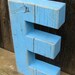Large Painted Distressed Wooden Letter, Shabby Chic, Salvaged Barn Wood Letter, Sky Blue, Nursery Alphabet Letter E