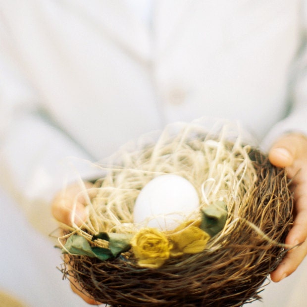 Love Nest - decorated bird nest, ring holder, jewelry holder, wedding, natural materials, handmade to order (eggs are not included)