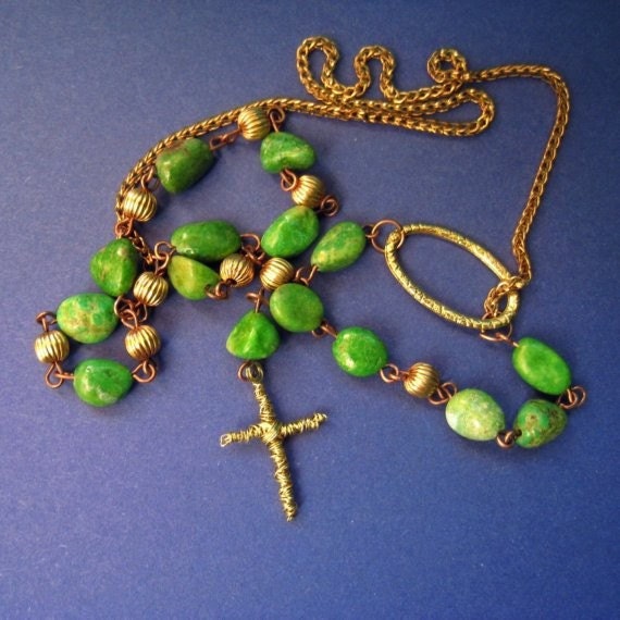 Prayer beads/Necklace /Chaplet/green turquoise