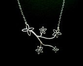 Flowers with Branch Necklace - pendant Necklace, charm, pendant, lariat, wedding, necklace