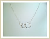 Eternity love Triple Circle Silver charm Necklace  -mother's day gift,  infinity love, wedding, necklace,, wedding jewelry