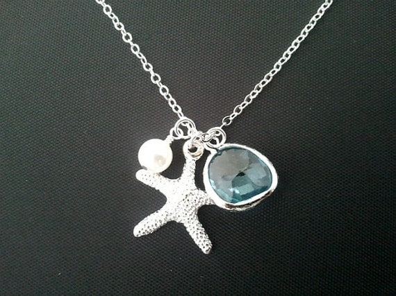 Starfish Pendant, Necklace, starfish charm, lariat, wedding jewelry , necklace,