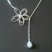 Lariat Flower with Light Blue Pearl Lariat Necklace - bridesmaid gifts,Wedding Jewelry, mother's day gift