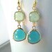 Mint Blue Gold Drop Earrings - Dangle Earrings,Gemstone, bridesmaid gifts,Wedding Earrings,mother's day gift