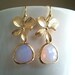 Lucky flower with Violet Opal Gold Earrings,Drop, Dangle, Glass Earrings, bridesmaid gifts,Wedding jewelry