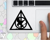 Hunger Games Mockingjay  and deathly hallows palm rest   - vinyl decal sticker  for macbook pro air 11'' 13'' 15'' 17''