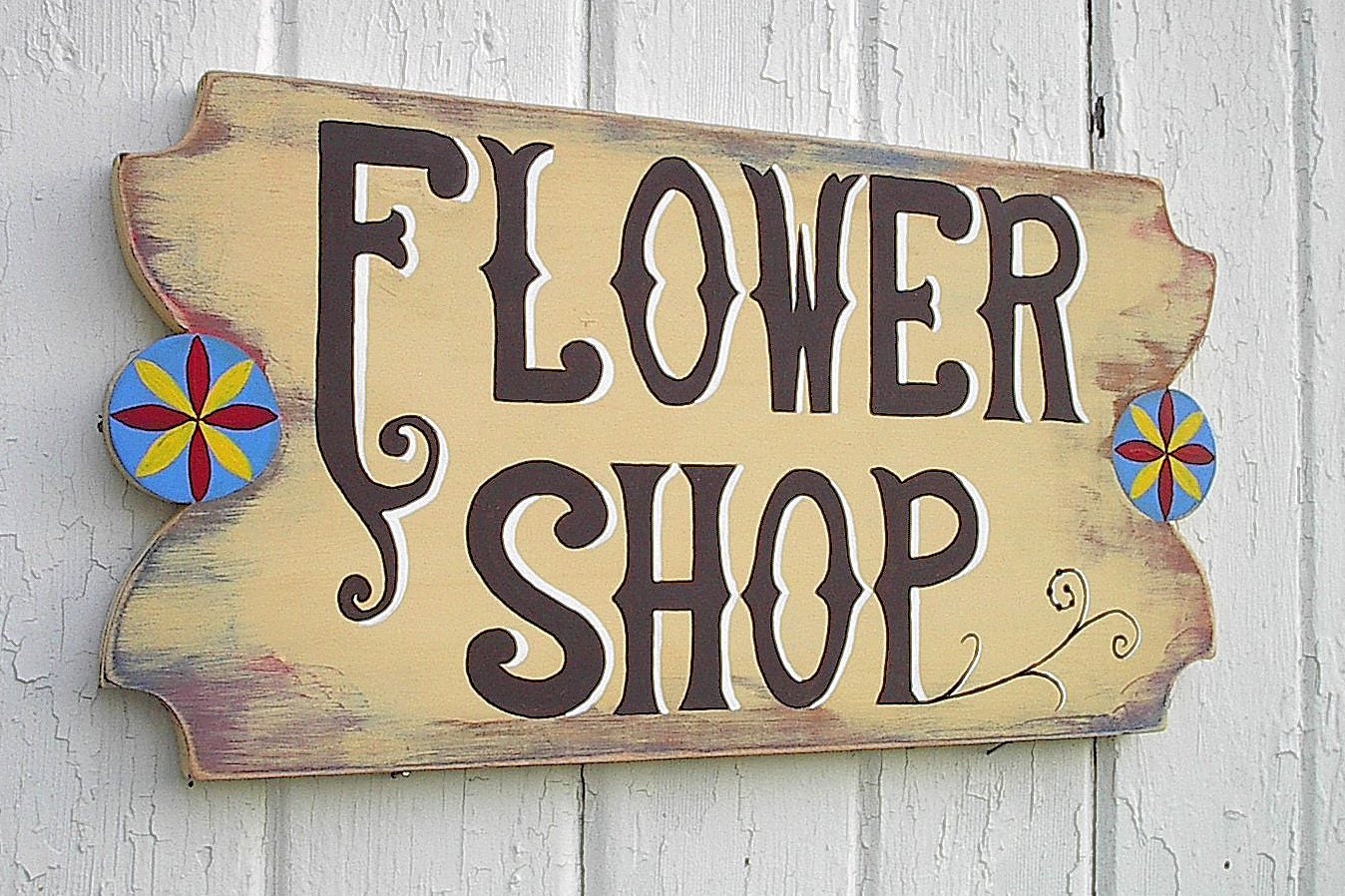Rustic Decor Sign Garden Wedding Decor Shabby Chic Flower Shop Vintage Style