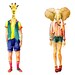 Tote Bag Illustrated Cotton White Giraffe Boy&Elephant Girl