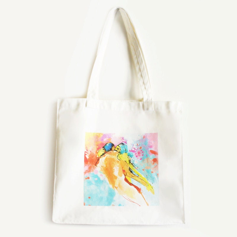 Custom Tote Bag Illustrated White LOVERS