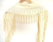 Light Yellow Pashmina Scarf with Lace, Women Accessory