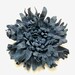 Navy blue leather flower pin brooch