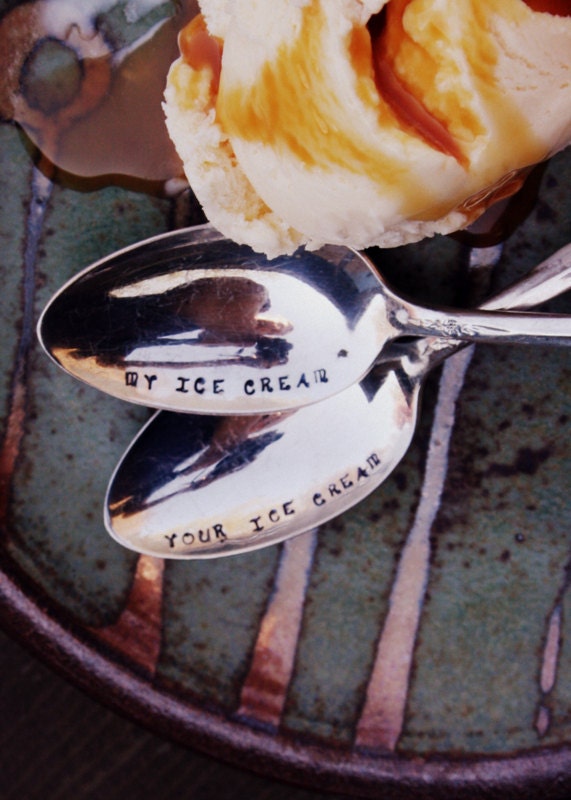 Vintage Custom Silver Plated Spoons My Ice Cream Your Ice Cream