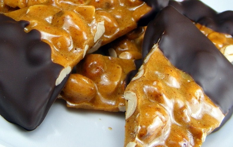 Hickory Smoked Bacon Peanut Brittle with a HINT of Chocolate ( 1LB) Peanut Brittle, Corporate Gift Platter, Bosses Gift, Holiday Gifts