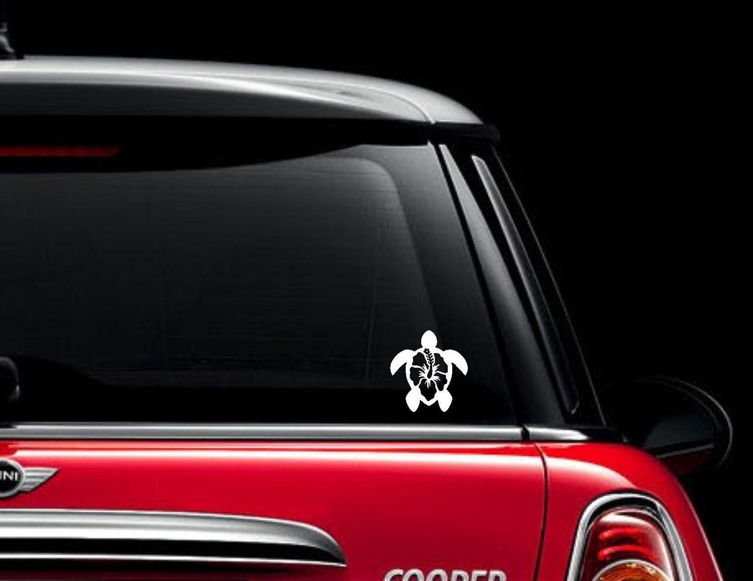 Hawaiian Sea Turtle Decal w/ Hibiscus Flower - Vinyl Sticker
