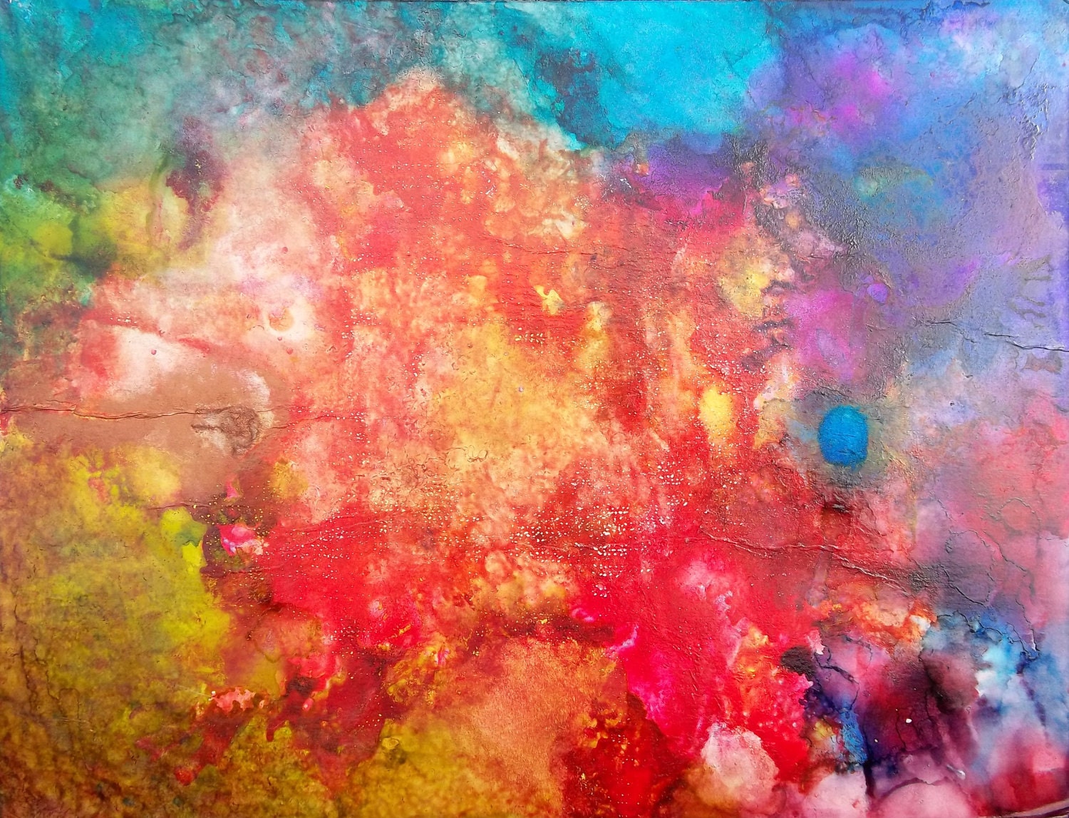 ORIGINAL Bright Multi Colored Rainbow Modern Contemporary Art Abstract Acrylic Painting Red Blue Purples