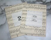 Sheet music table numbers.  Custom table numbers from vintage sheet music pages.  5x7 to fit into standard picture frame.