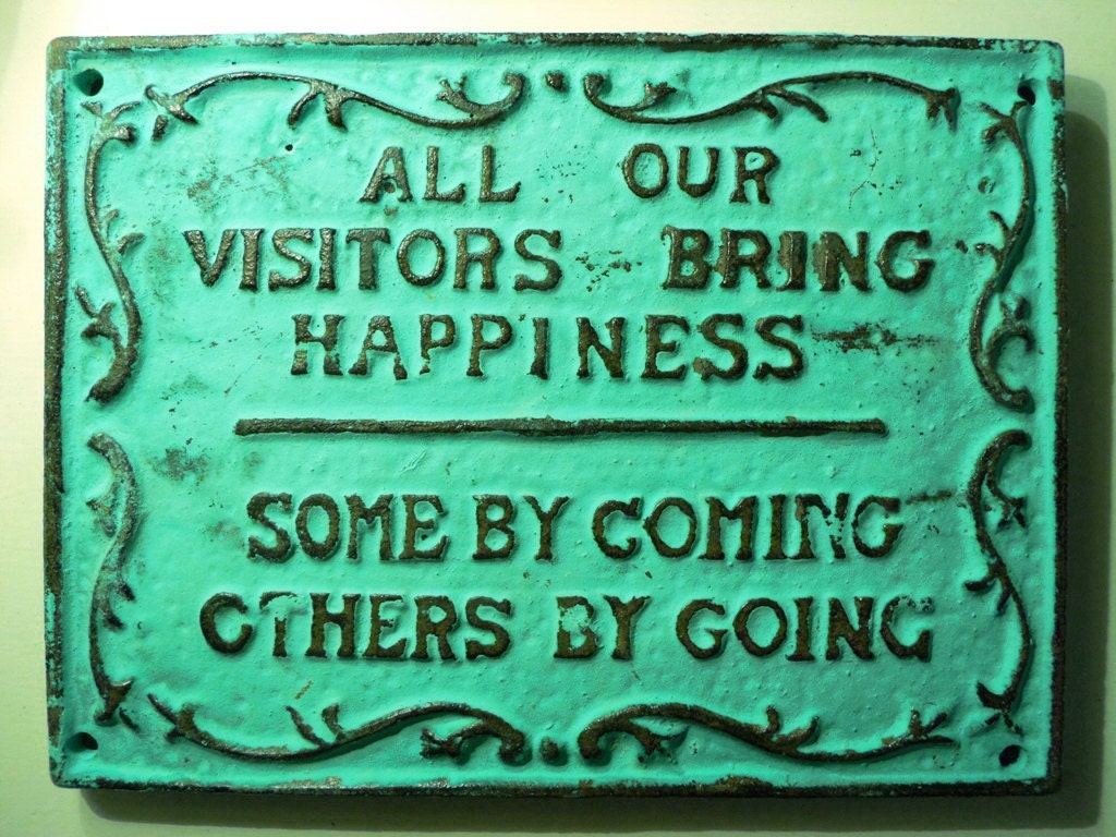 Coming & Going Distressed Cast Iron Sign