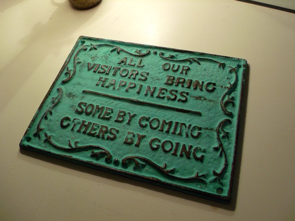 Coming & Going Distressed Cast Iron Sign